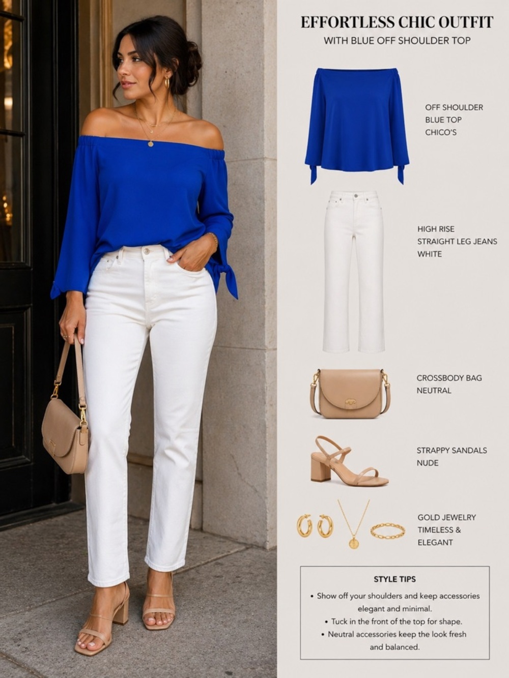🌺Chicos Off Shoulder Blue Shirt Top 12/14